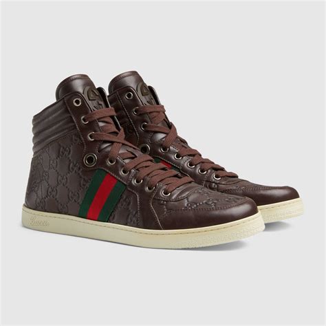 gucci guccissima leather high-top men's sneakers shoes|Gucci sneakers for men price.